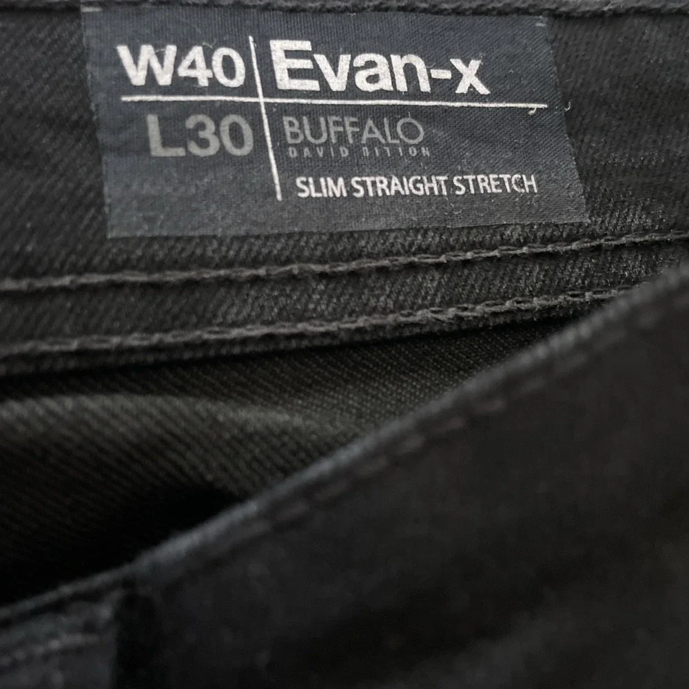 Buffalo David Bitton Men Black Denim Jeans 40x30 Evan-x‎ Slim Straight  NWT